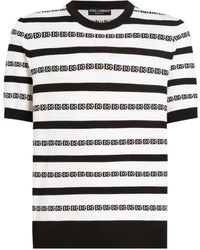 Dolce & Gabbana - Witte Zijden Logo Print T-Shirt - Lyst