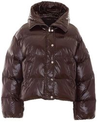 Pinko - Jassen ,Bruin ,Leer Impasto Padded Jacket - Lyst
