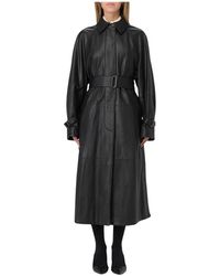 Max Mara - Schwarzer Ledermantel Im Trenchcoat-Stil - Lyst