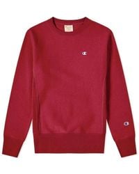 Champion - Truien & Vesten ,Rood ,Katoen Omgekeerde Weef Klassieke Crew Sweat Claret - Lyst