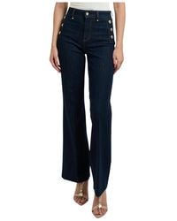 Guess - Jeans ,Blauw ,Katoen Blauwe Chino Wide Leg Jeans - Lyst