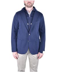 Eleventy - Jassen ,Blauw ,Katoen Drieknoops Stretch Katoenen Jas - Lyst