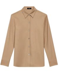 Theory - Kamel flanell hemd gerader schnitt - Lyst