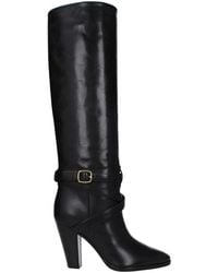 Celine - Schwarze Leder High Heel Stiefel - Lyst