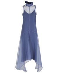 STAUD - Kleedjes ,Blauw ,Polyester Auden Lange Jurk - Lyst