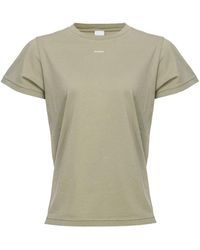 Pinko - Grünes baumwoll-basic t-shirt mit mini-logo - Lyst