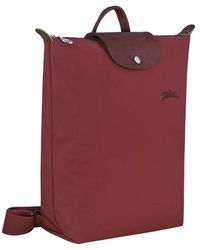 Longchamp - Burgunderfarbener Rucksack Mit Druckknopf - Lyst