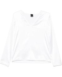 Pinko - Overhemden ,Wit ,Katoen Witte Blouse Met V-Hals - Lyst