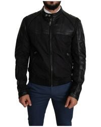 Dolce & Gabbana - Blouson aviateur en nylon noir à fermeture éclair pour hommes - Lyst