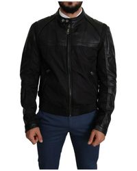 Dolce & Gabbana - Zwart Nylon Bomberjack Met Volledige Rits Voor Heren - Lyst