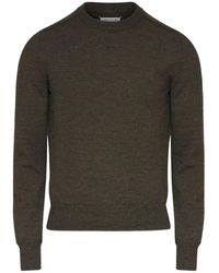 Maison Margiela - Bruine Geribbelde Crew Neck Sweater - Lyst