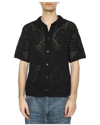 Levi's - Overhemden ,Zwart ,Sweater Camp Shirt Pointelle Crochet - Lyst