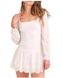 LoveShackFancy - Abito mini in cotone bianco jayce - Lyst