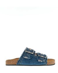 Strategia - Jeans ciabatta con fibbia in strass - Lyst