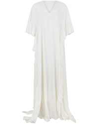 Alberta Ferretti - Kleedjes ,Wit ,Lange Jurk Met Korte Mouwen - Lyst