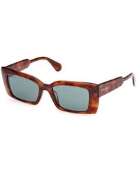 MAX&Co. - Groene Lens Rechthoekige Zonnebril - Lyst