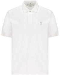 Brunello Cucinelli - Tops ,Wit ,Katoen T-Shirts En Polo's Wit - Lyst