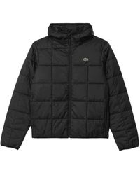 Lacoste - Jassen ,Zwart ,Polyester Waterdichte Pufferjas Met Ritssluiting - Lyst