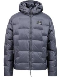EA7 - Jassen ,Grijs ,Polyester Gewatteerde Jas - Lyst