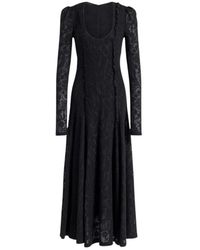 Alberta Ferretti - Lange Mouwen Wollen Kanten Jurk - Lyst