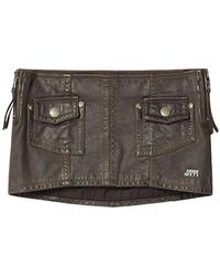 Miss Sixty - Rokken ,Bruin ,Leer Patch Pocket Mini Rok - Lyst