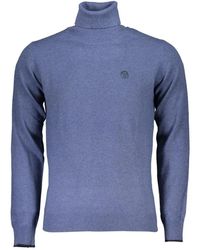 North Sails - Blauer pullover mit langen ärmeln und stickerei - Lyst