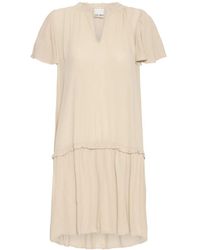Ichi - Rüschenkleid Oxford Tan - Lyst