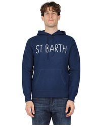 Mc2 Saint Barth - Gestrickter kapuzenpullover mit st. barth stickerei - Lyst