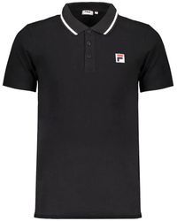 Fila - Schwarzes polo-shirt mit kontrastdetails - Lyst