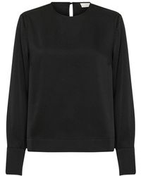 Kaffe - Schwarze tiefe bluse mit rundhalsausschnitt - Lyst