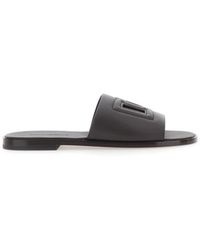 Dolce & Gabbana - Lederslipper Mit Cut-Out-Logo - Lyst