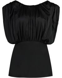 Jil Sander - Tops ,Zwart ,Gathered Viscose Top - Lyst