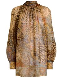 Etro - Zijden Blouse Met Zijden Sjaal En Paisley- En Dierenmotief - Lyst