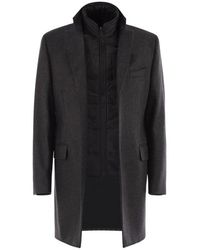 Fay - Jassen ,Grijs ,Wol Double Layer Wool Blend Overcoat - Lyst