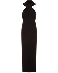 Saint Laurent - Braunes strickkleid mit drapiertem überkreuz vorne und offenem rücken - Lyst
