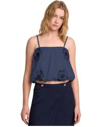 Kocca - Tops ,Blauw ,Flowing Cropped Vest Top - Lyst