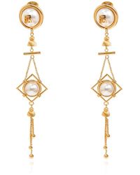 Balmain - Lange Oorbellen Met Glazen Parels - Lyst