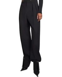 Mugler - Broeken ,Zwart ,Wol Zwarte Wollen Blend Wijde Broek - Lyst