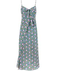 Saloni - Vestido maxi floral con escote en v y falda envuelta - Lyst