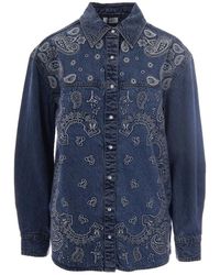 Liu Jo - Denim Overhemd Met Borduursel - Lyst
