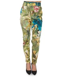 Guess - Broeken ,Veelkleurig ,Polyester Slim-Fit Broek Met Patroon - Lyst