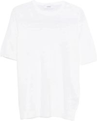 Lardini - Geribbelde Linnen T-Shirt - Lyst