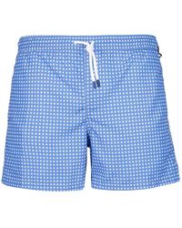 Fedeli - Badmode ,Blauw ,Polyester Blauwe Gestippelde Zwemshorts - Lyst