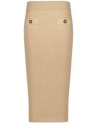 Balmain - Rokken ,Polyester Geribbelde Gebreide Midi Rok - Lyst