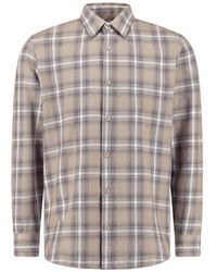 Pure Path - Overhemden ,Bruin ,Katoen Bruin Twill Geruit Overhemd - Lyst