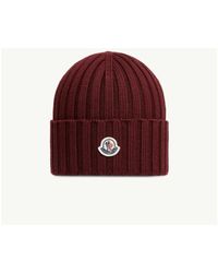 Moncler - Rode Wol Beanie Hodeplagg - Lyst