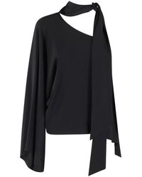 FEDERICA TOSI - One-shoulder crepe de chine top - Lyst