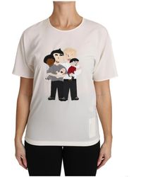 Dolce & Gabbana - Wit Zijden Stretch #dgfamily T-shirt - Lyst