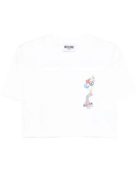 Moschino - Tops ,Wit ,Katoen T-Shirt Met Print - Lyst