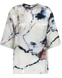 Roberto Cavalli - Monochrome Marmer Print T-Shirt - Lyst